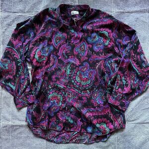 Women's Vintage 80's The Shirt Company Paisley Pink Black Shirt Dress Sz XL